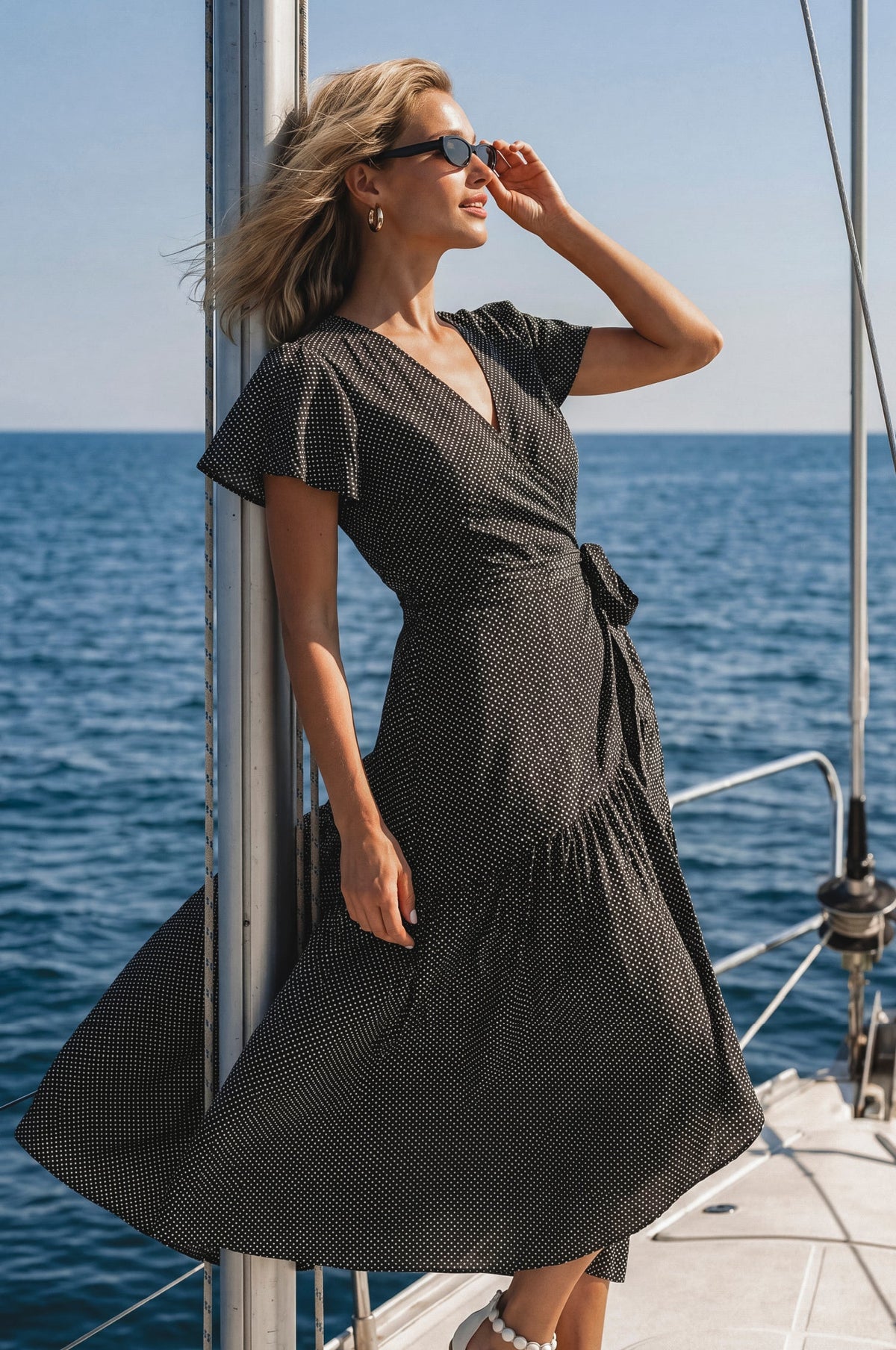 Persea Cotton Wrap Midi Dress-1