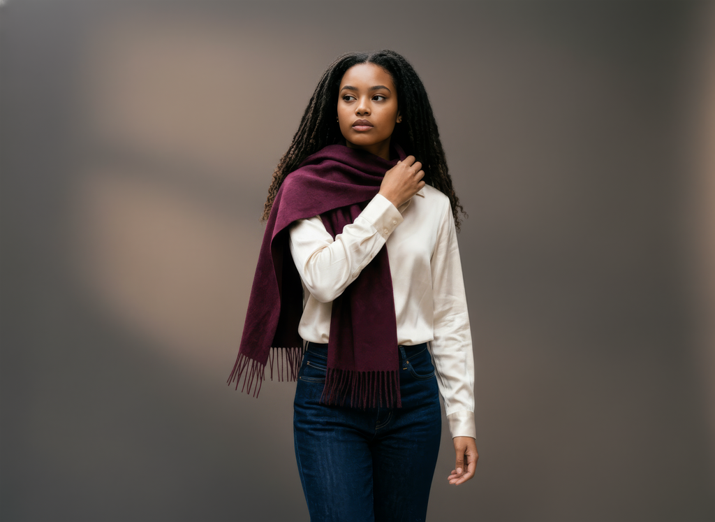 Dark Pink Merino Scarf-1
