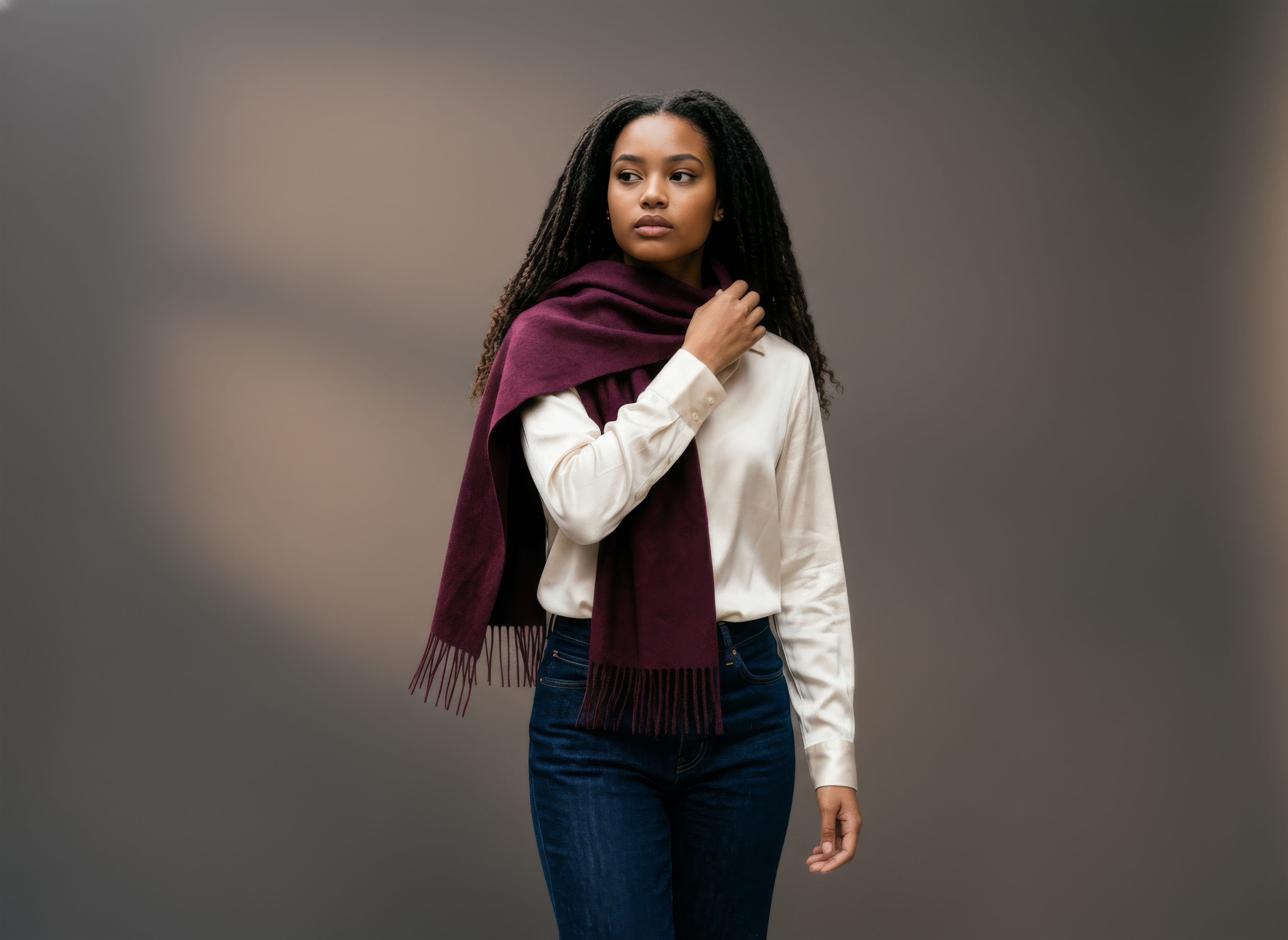 Dark Pink Merino Scarf-1