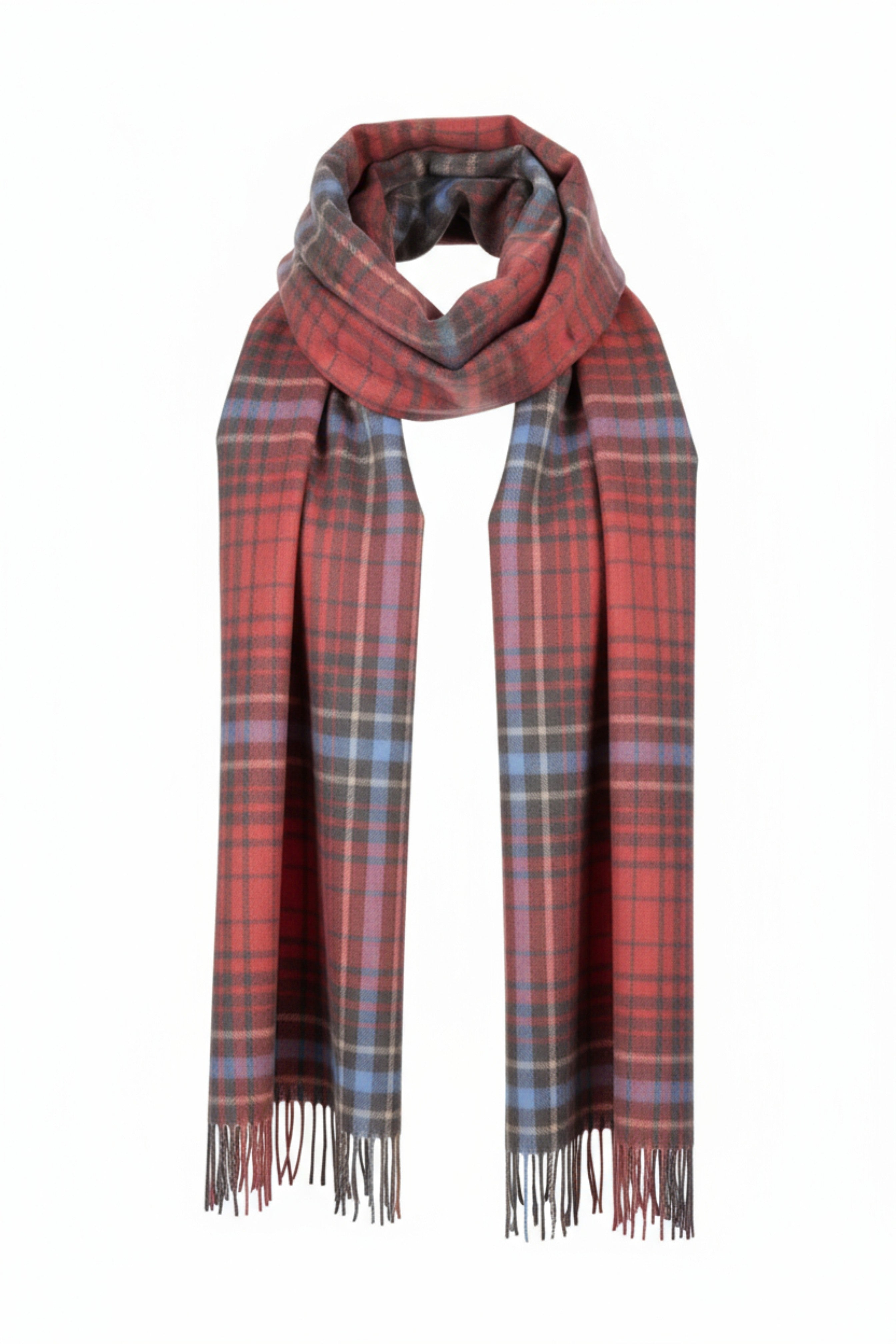Pink and Grey Plaid Cashmere Scarf-3