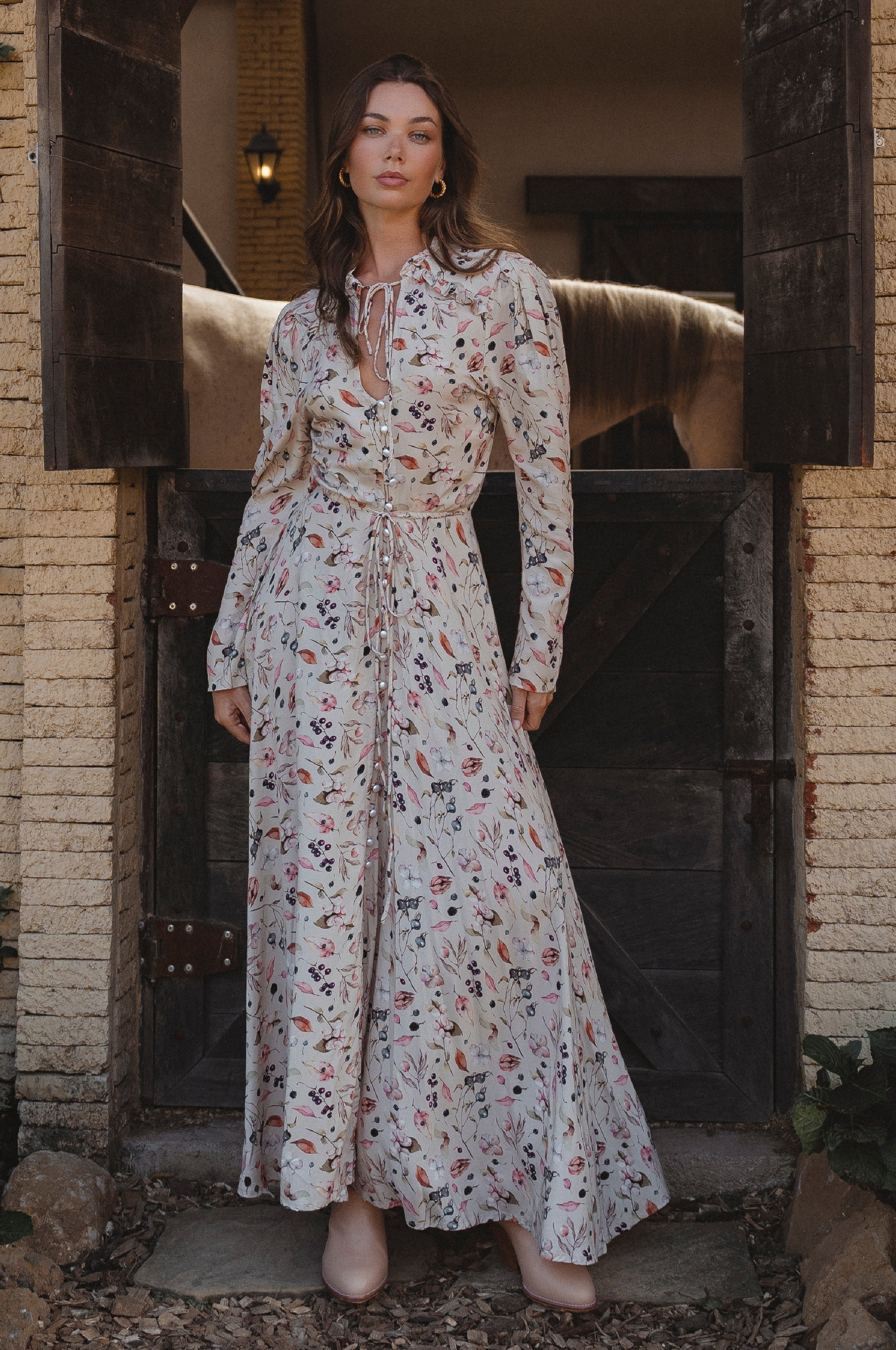 Poeme Long Sleeve Maxi Dress-0
