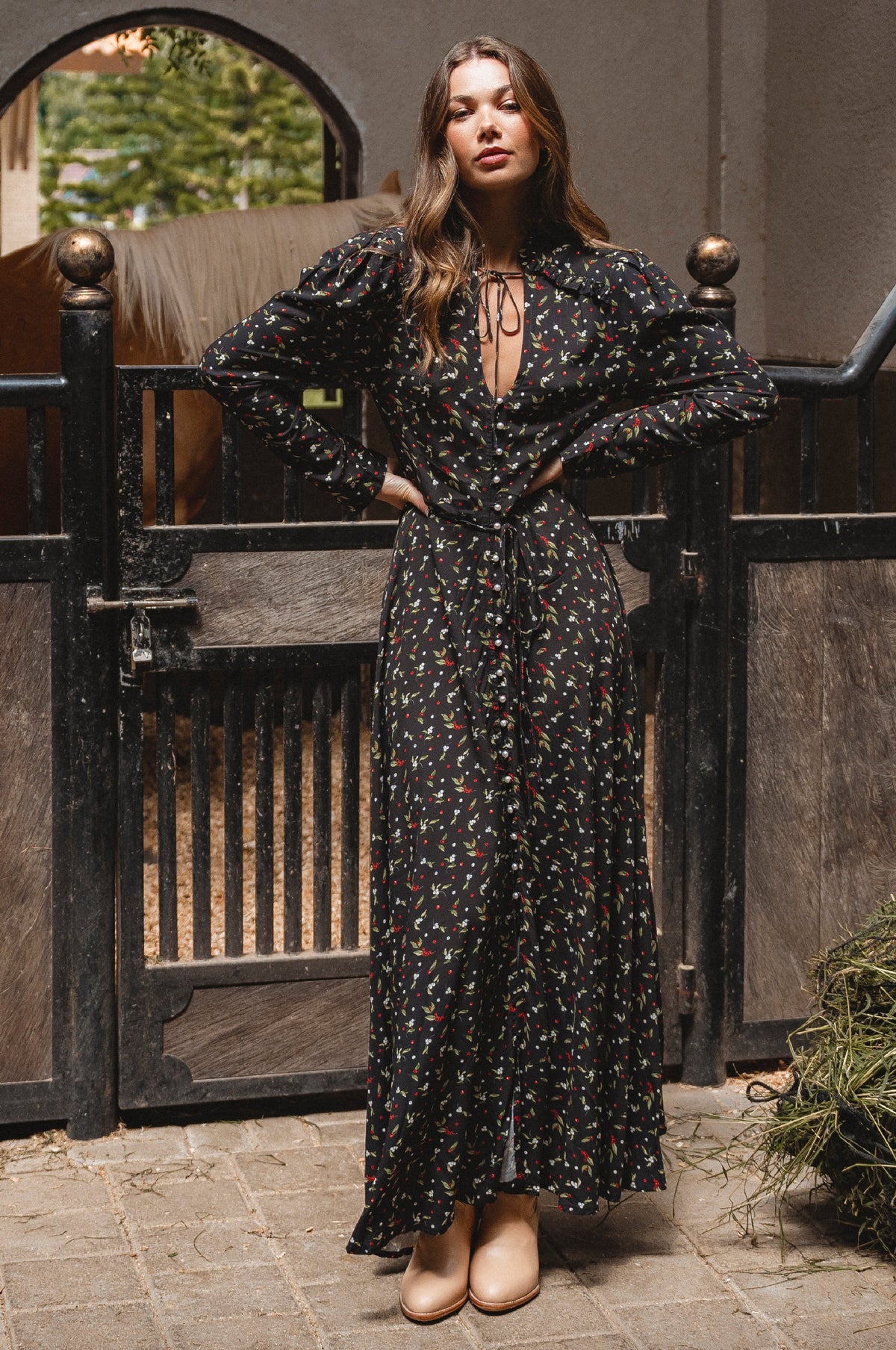 Poeme Long Sleeve Maxi Dress-0