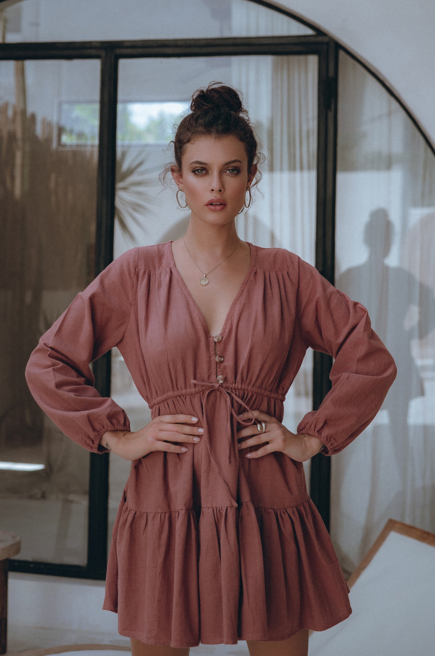 Positano Linen Mini Dress-3