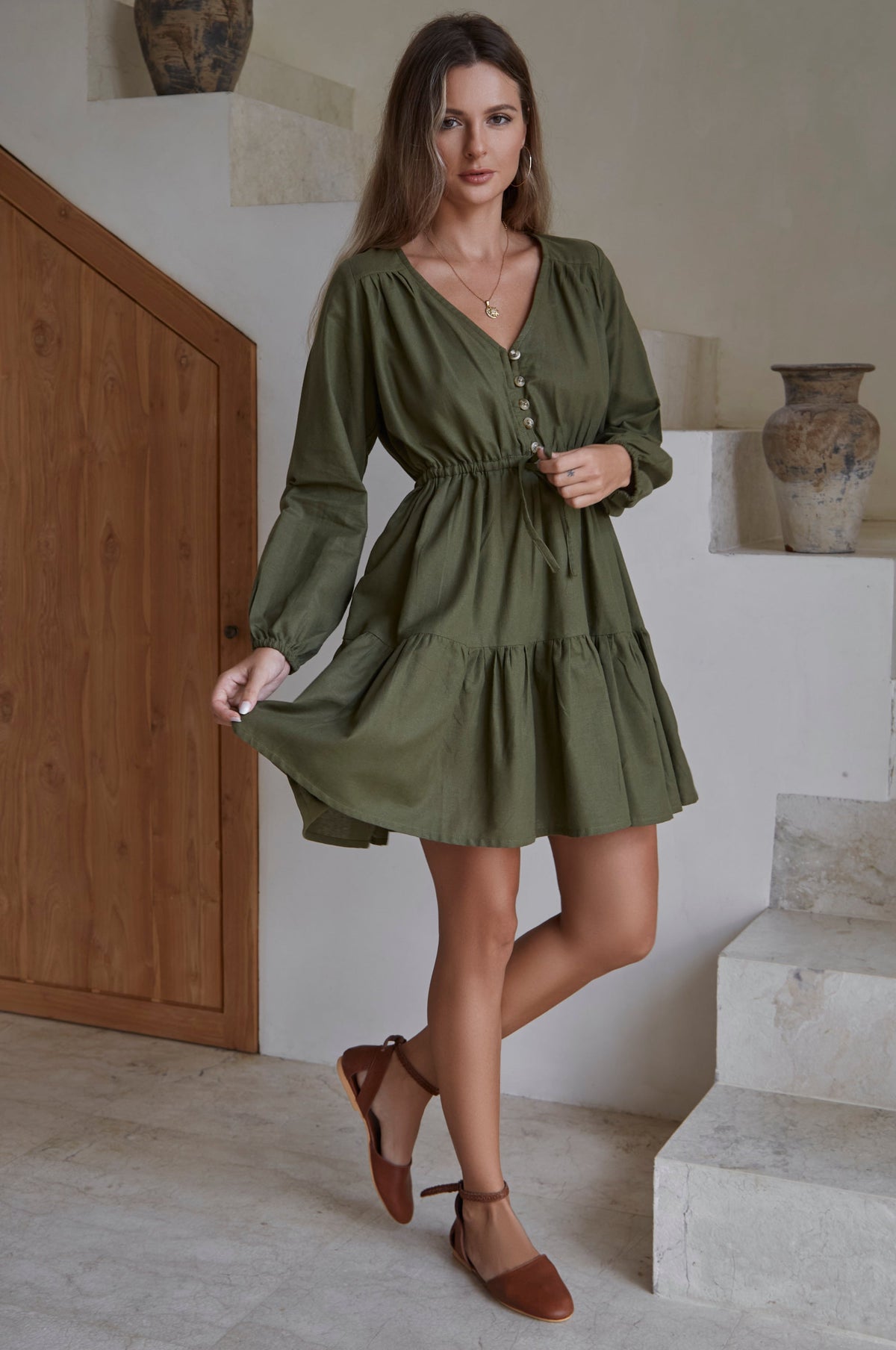Positano Linen Mini Dress (Sale)-1