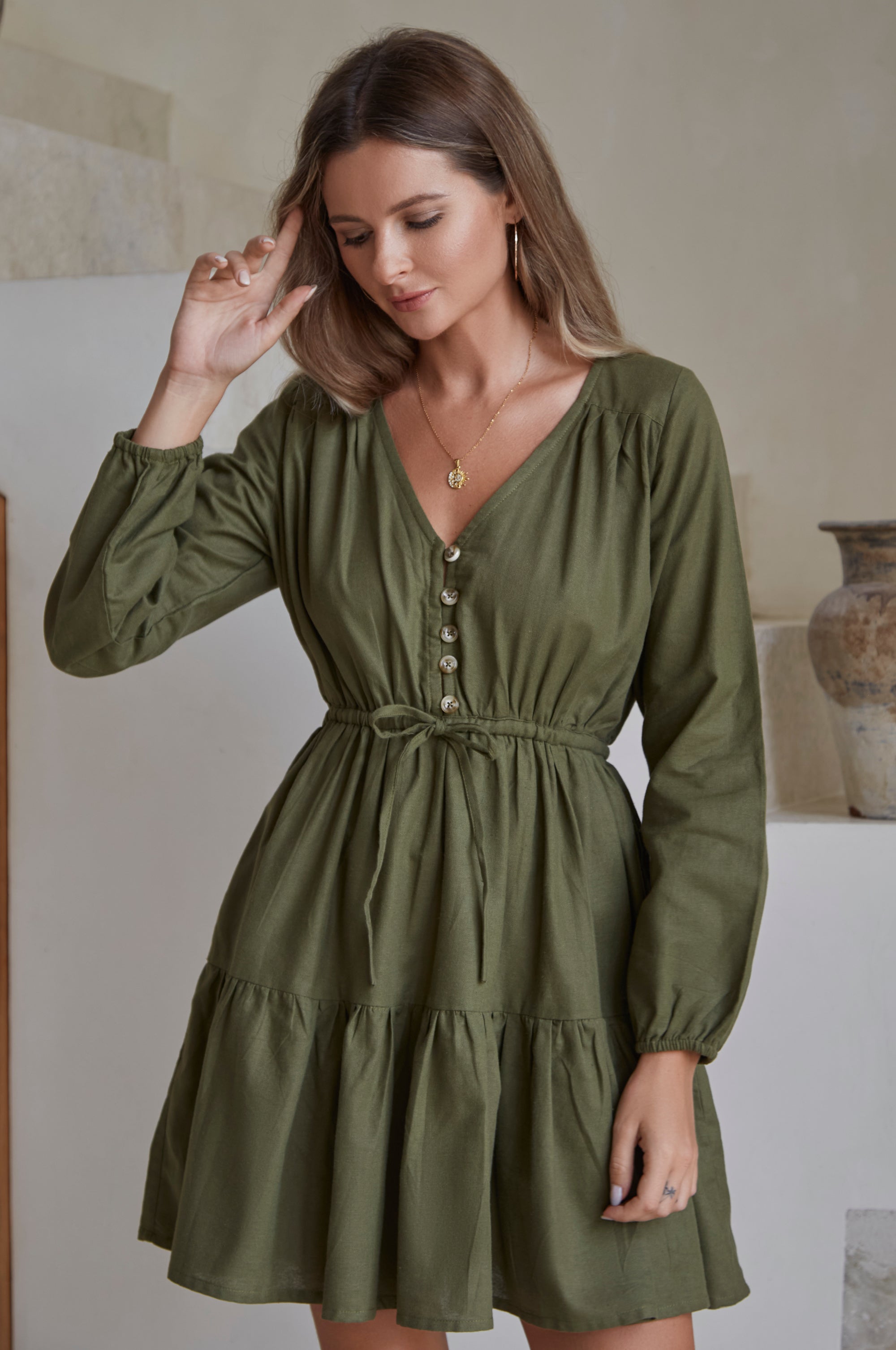 Positano Linen Mini Dress (Sale)-2