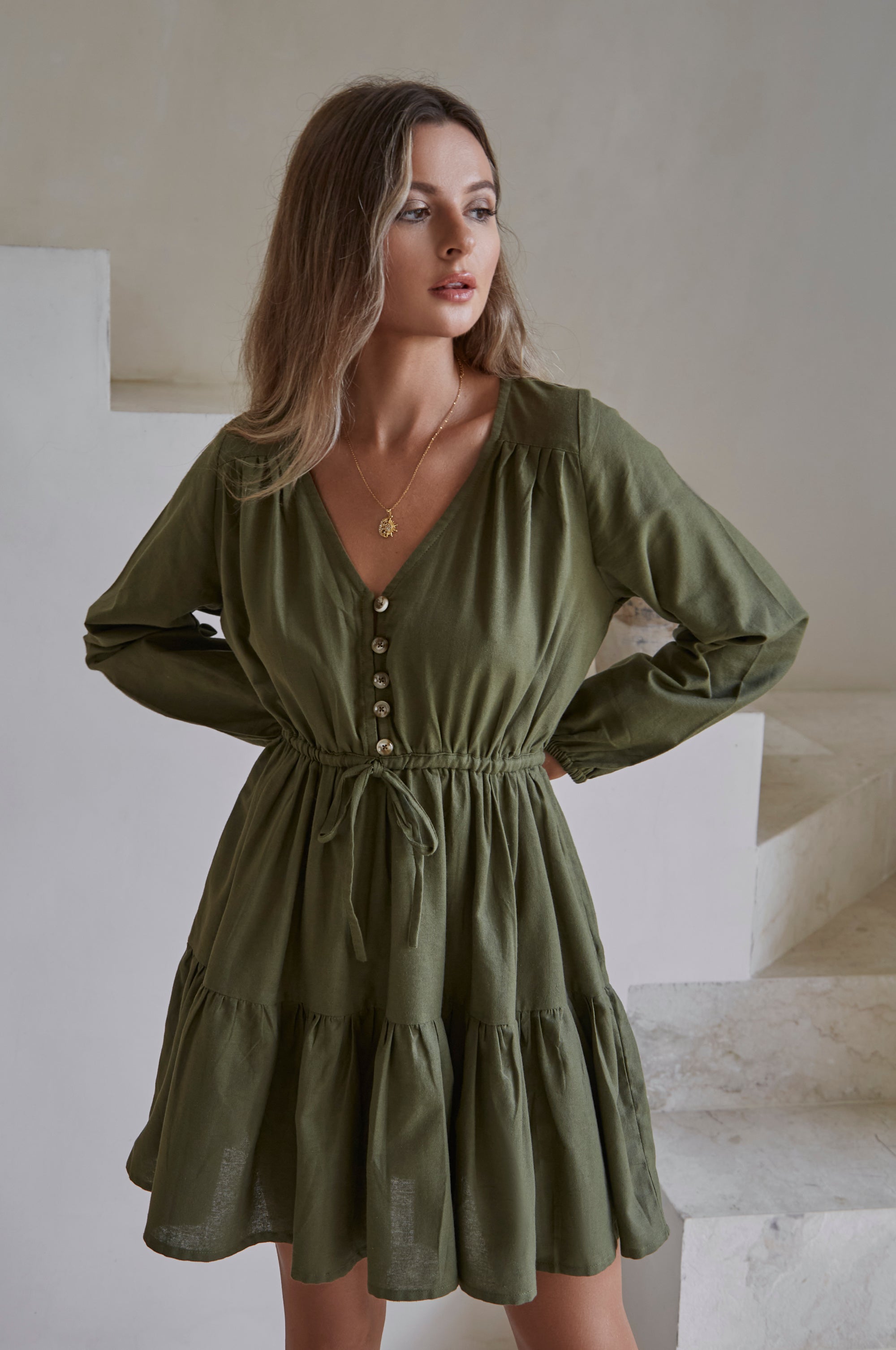 Positano Linen Mini Dress (Sale)-3