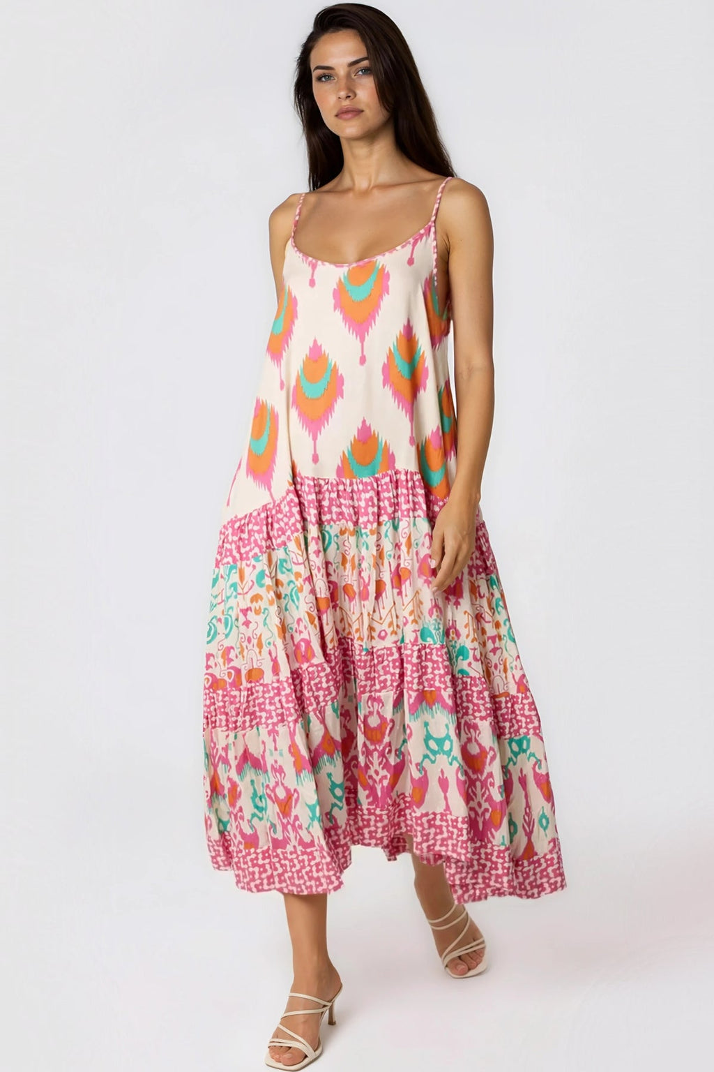 Pink Tiered Cami Maxi Dress-0