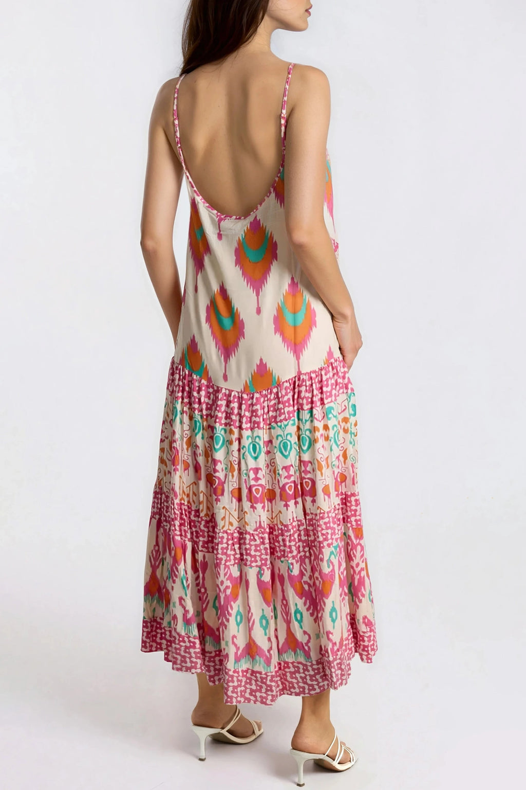 Pink Tiered Cami Maxi Dress-2