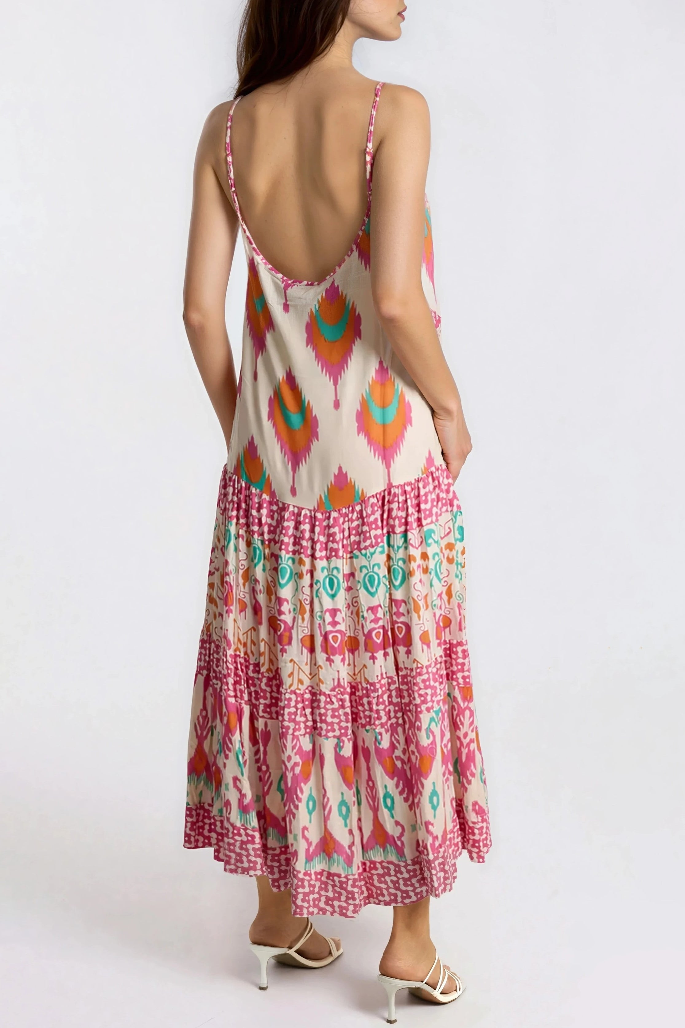 Pink Tiered Cami Maxi Dress-2