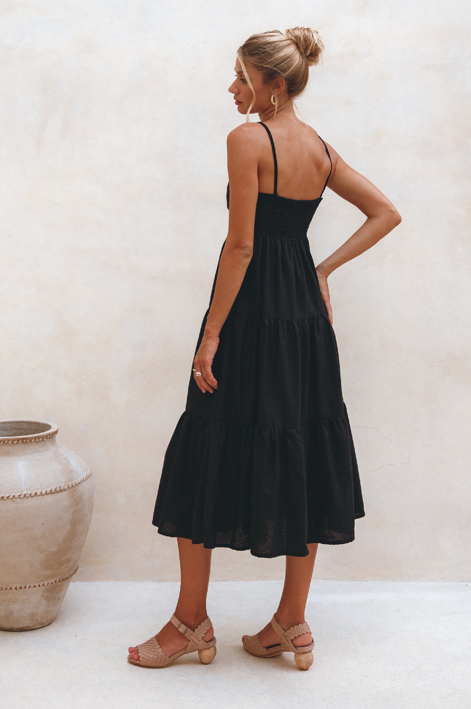 Rafaela Strappy Linen Midi Dress-4