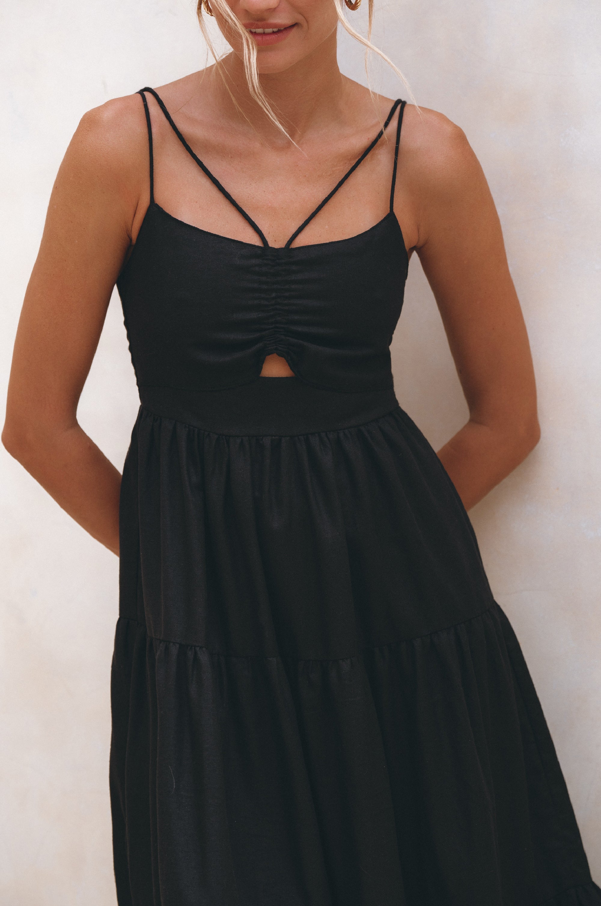 Rafaela Strappy Linen Midi Dress-3