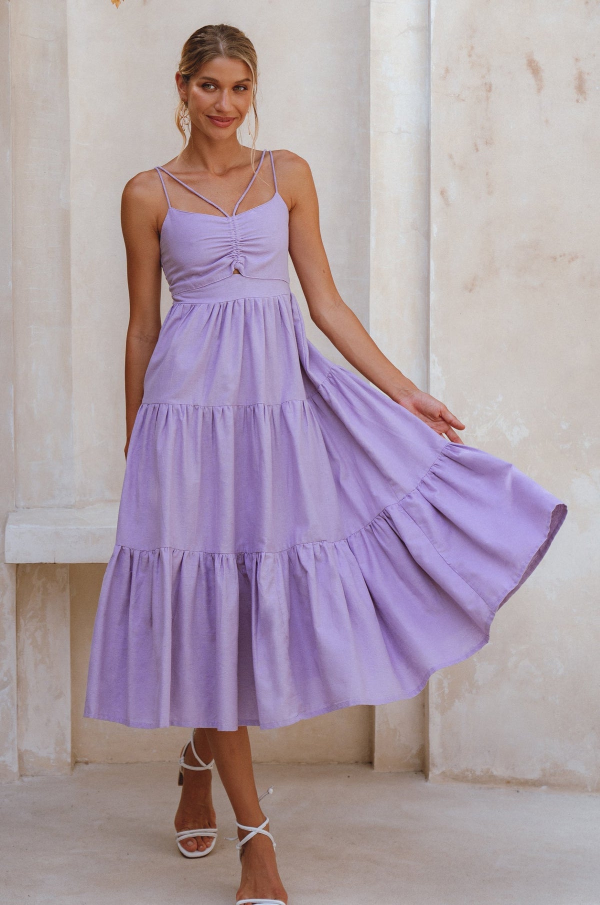 Rafaela Strappy Linen Midi Dress-2
