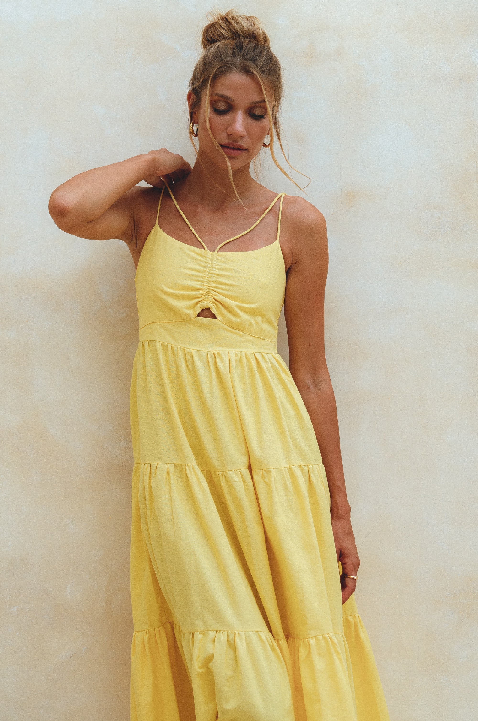 Rafaela Strappy Linen Midi Dress-4