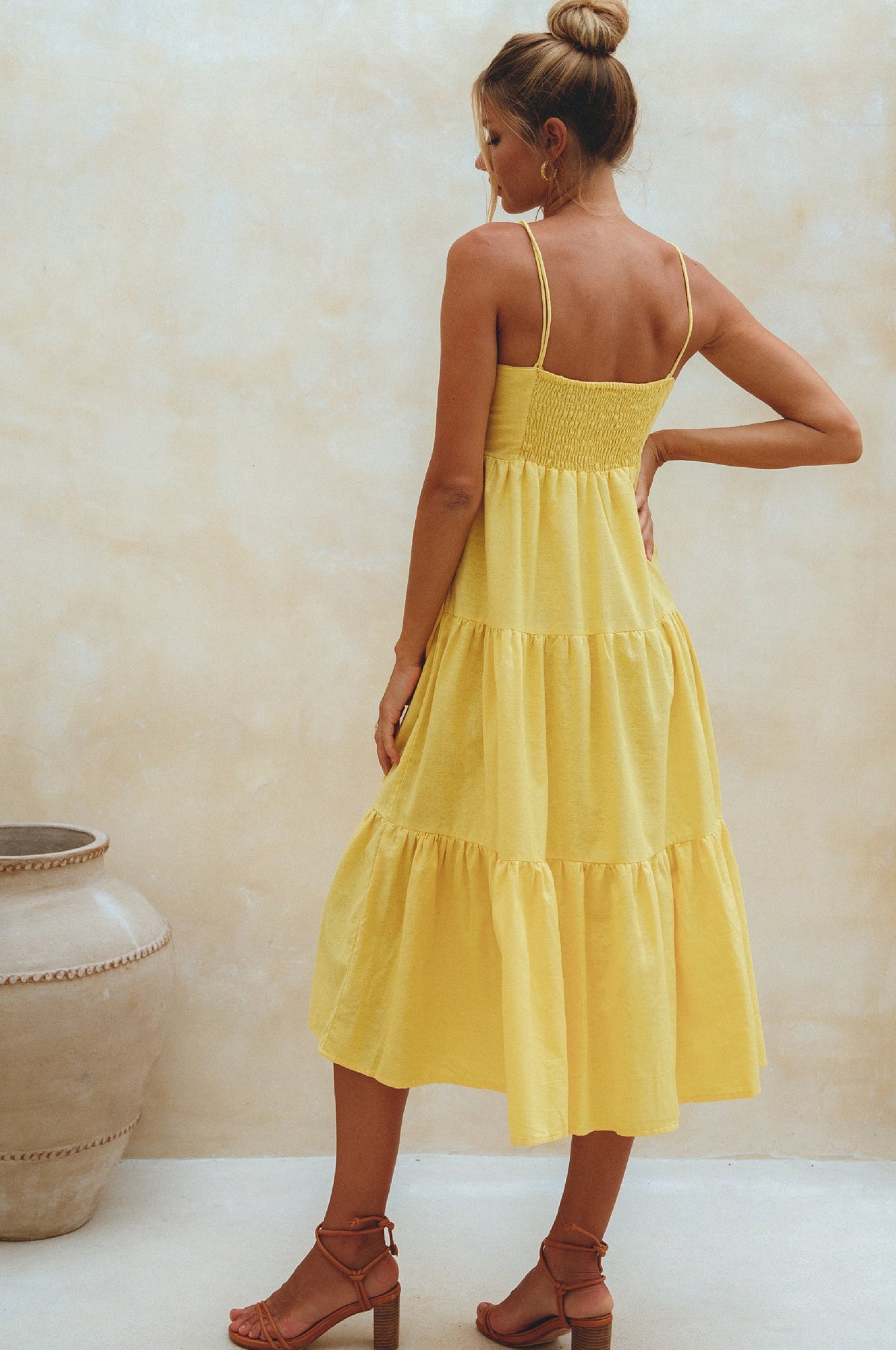 Rafaela Strappy Linen Midi Dress-2