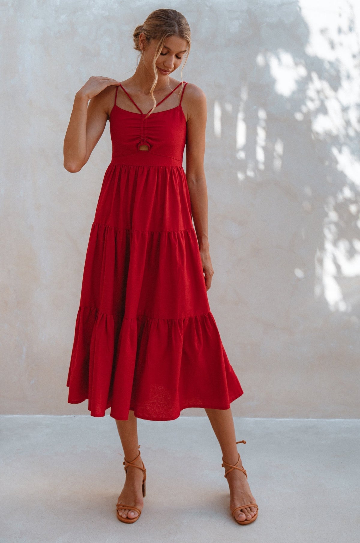 Rafaela Strappy Linen Midi Dress-2