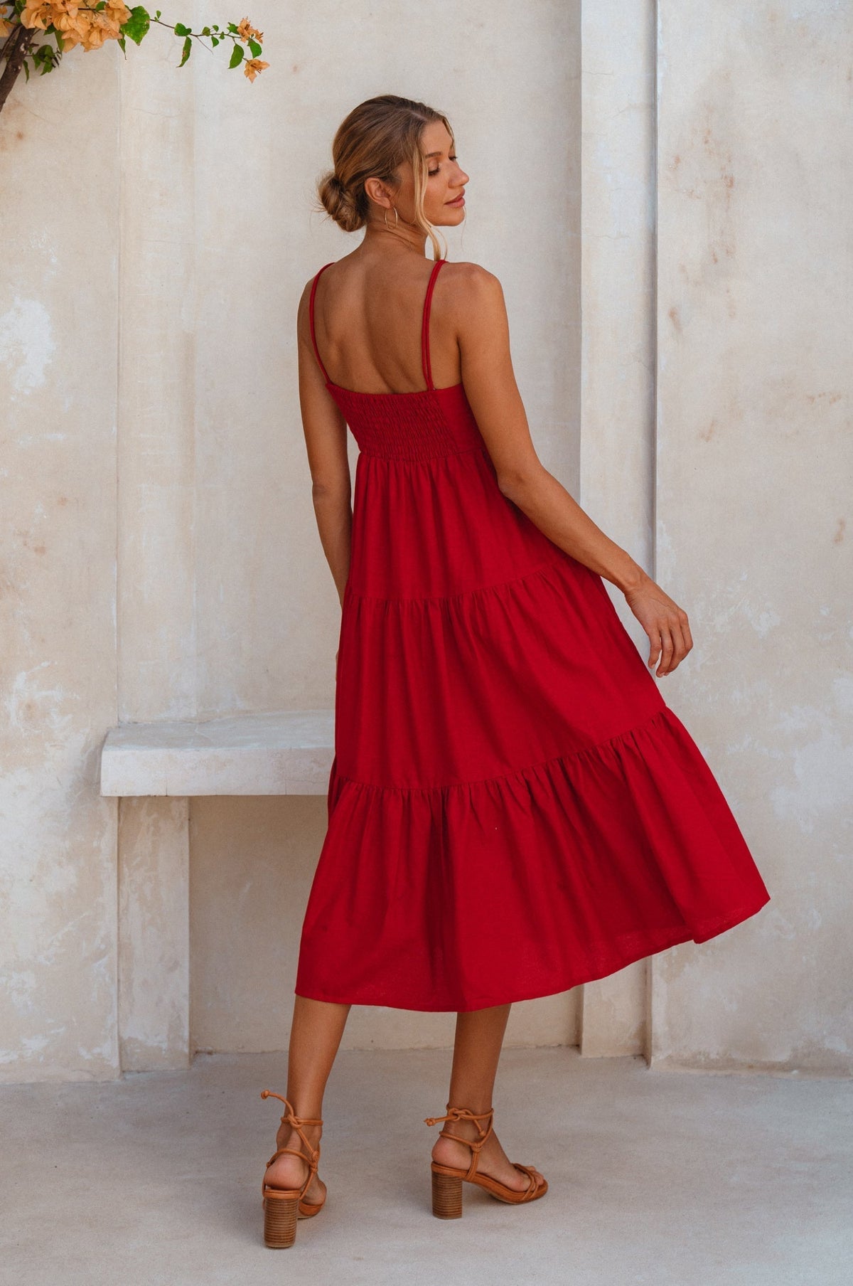 Rafaela Strappy Linen Midi Dress-3