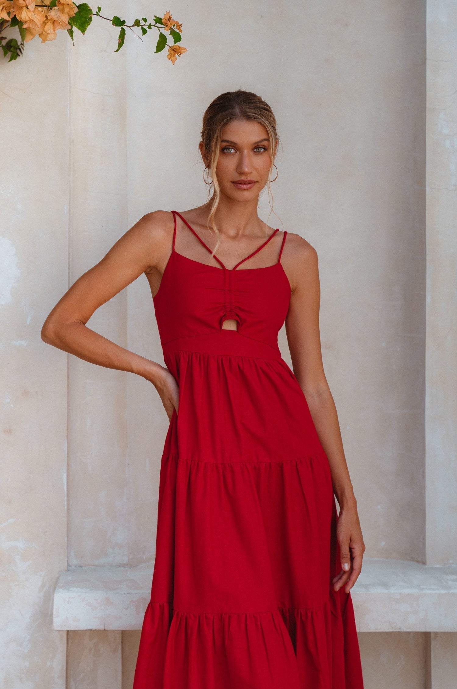 Rafaela Strappy Linen Midi Dress-4