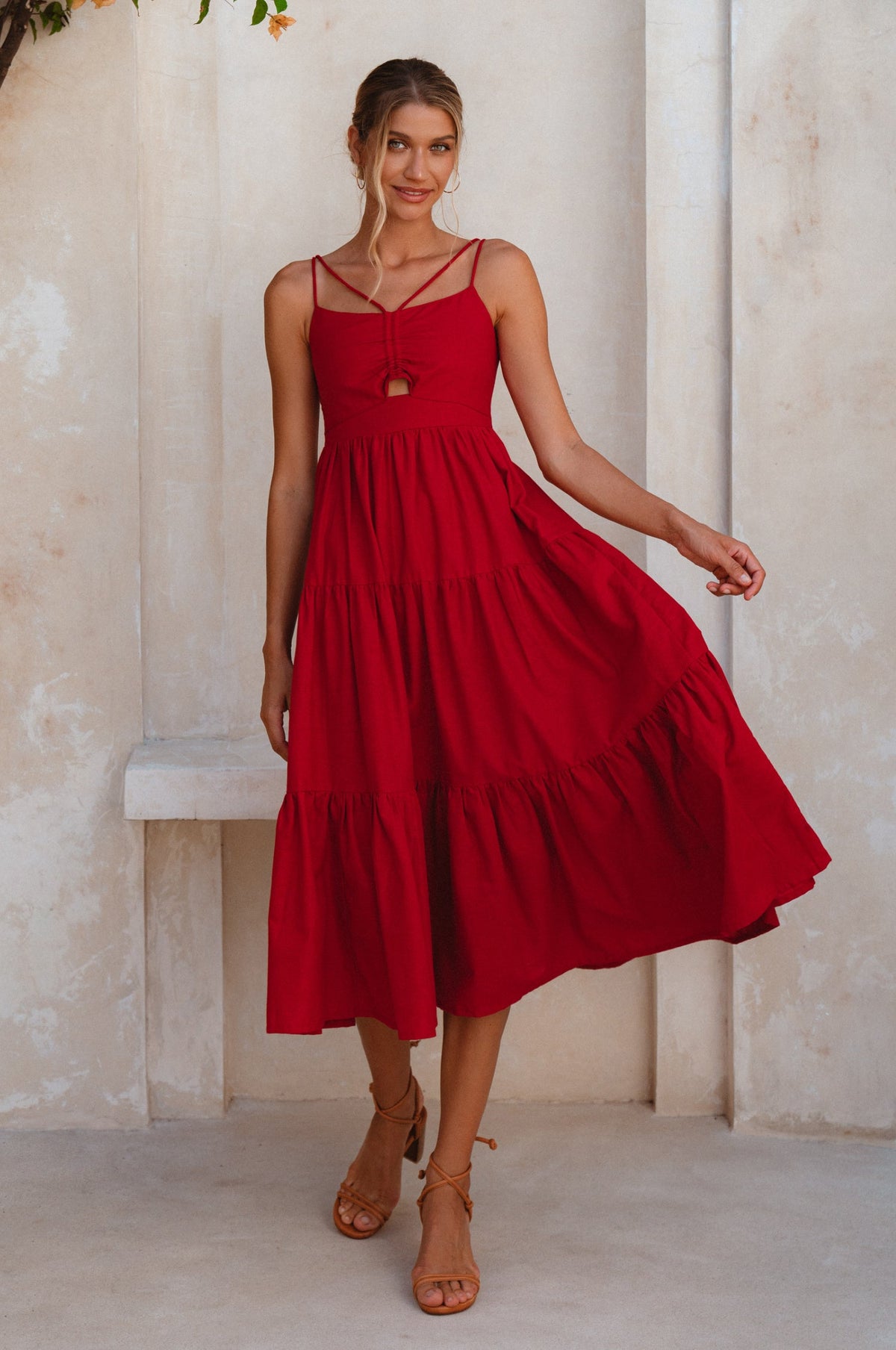 Rafaela Strappy Linen Midi Dress-8