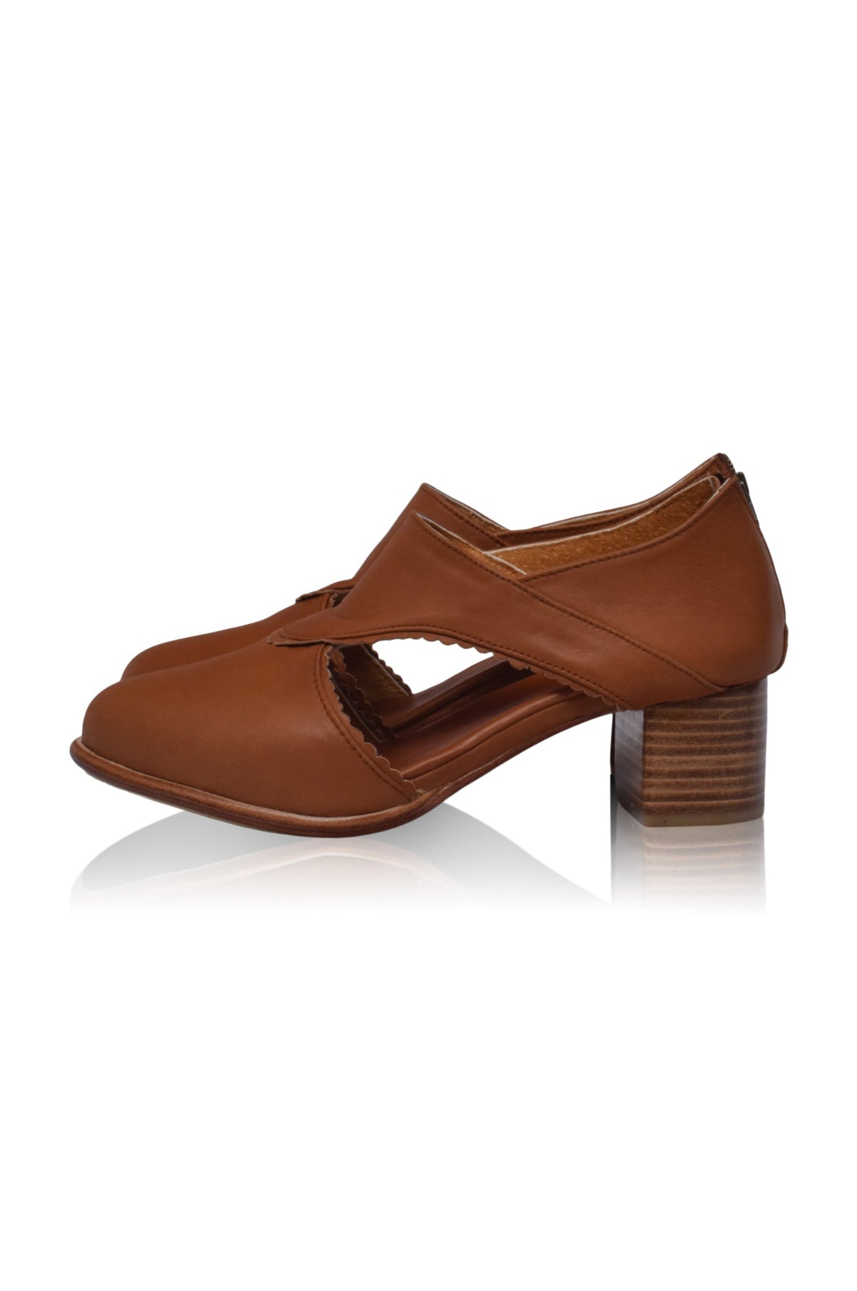 Rain Kiss Leather Heel Bootie 5 cm Heel (Sz. 6.5)-1