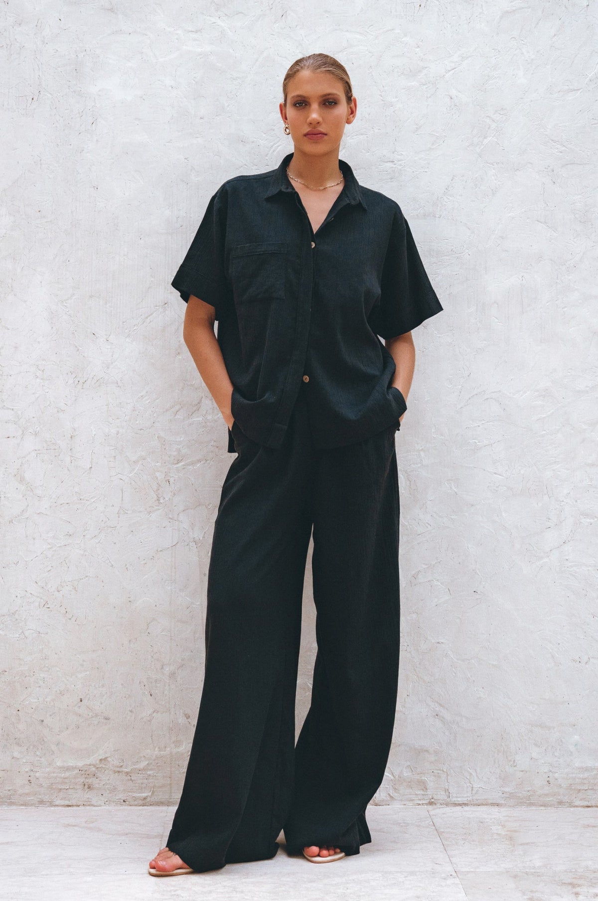 Raya Wide Leg Linen Pants-6