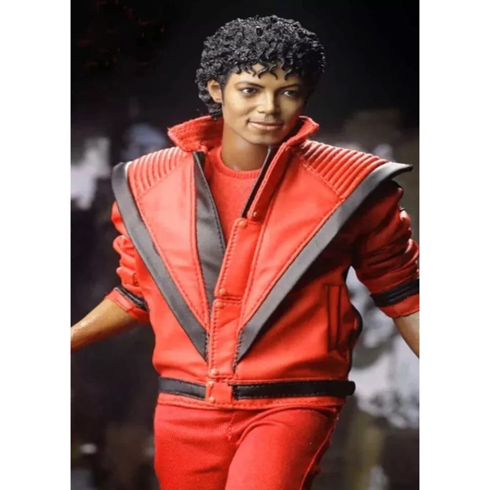 Michael Jackson Men Red Leather Jacket-3