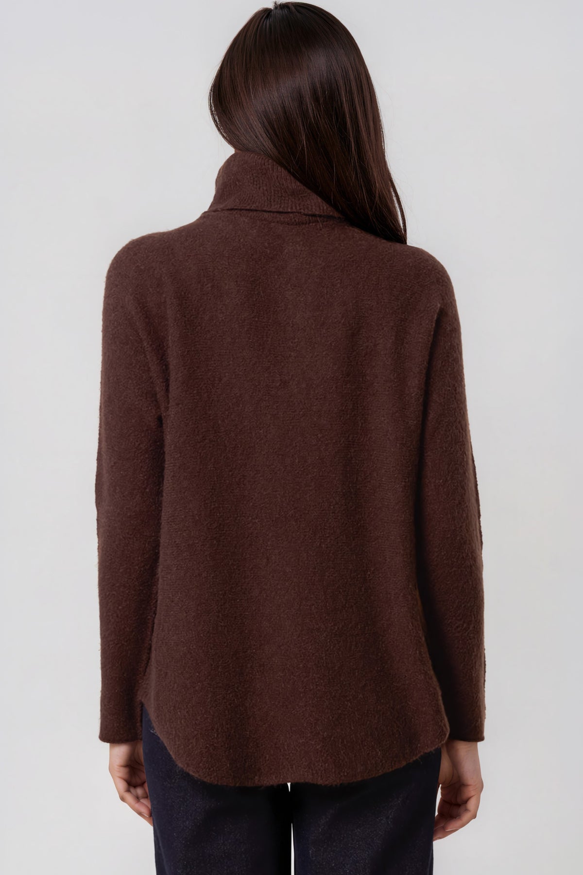 Brown Roll Neck Soft Knit Jumper-2