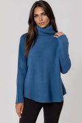 Dark Denim Roll Neck Soft Knit Jumper-0