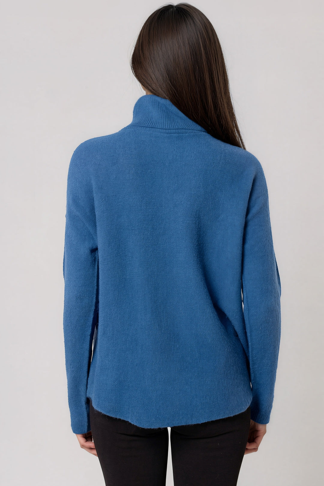 Dark Denim Roll Neck Soft Knit Jumper-2