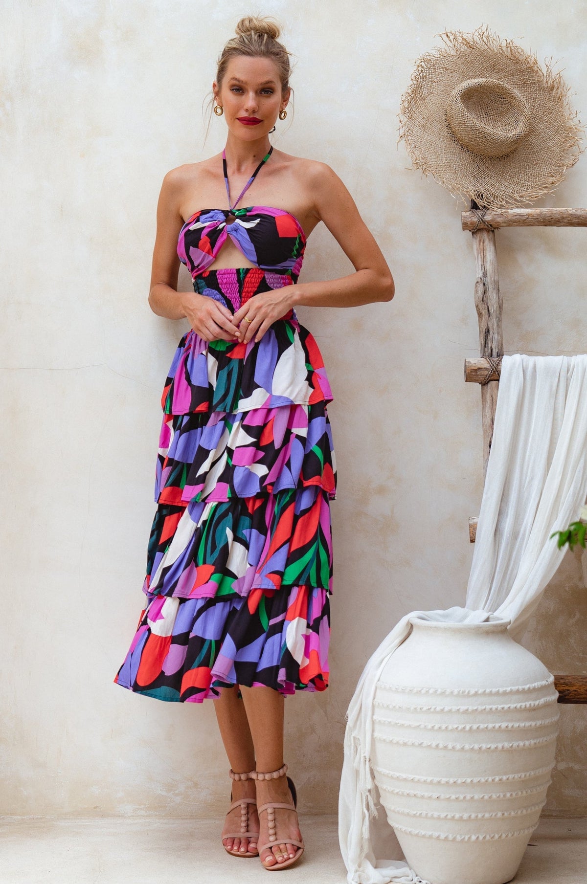 Roxane Halter Neck Midi Dress (Sale)-3