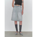 “Unruly Sonata” Neutral Style Loose Feeling Imported Washed Mid Rise Bumped Side Wide Leg Washed Denim Mid Pants-1