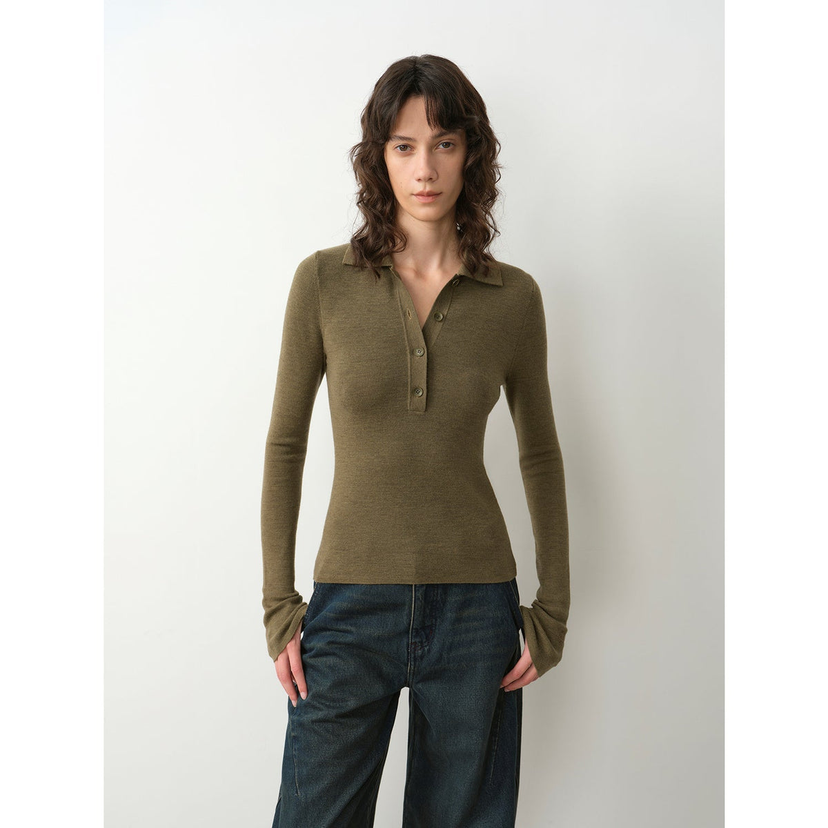 "Effortless Knit"Imported Yangtze 2S 30-Count Merino Wool Polo Neck Sweater for Autumn/Winter-1