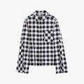 "Style Diary" Tencel acetate jacquard check dropped shoulder shirt-5