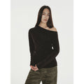 "Fashionable Street" Off-shoulder Slim Fit Lyocell Tencel Wool Long Sleeve T-shirt-1