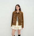 "Velour" high-grade beaded suede leather short leather jacket for women-4