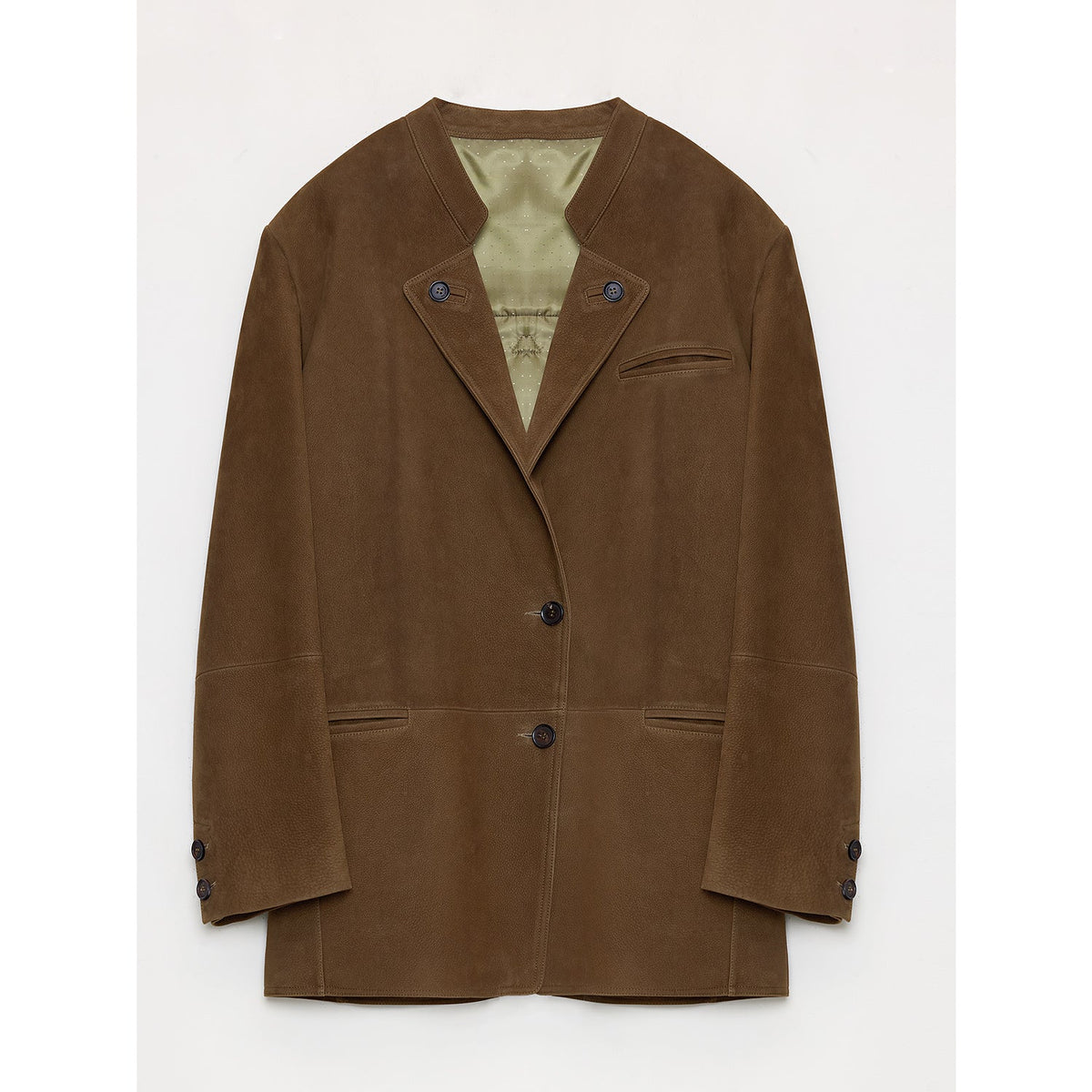 "Bavaria" vintage suede/waxy goatskin leather mid-length suit jacket-6