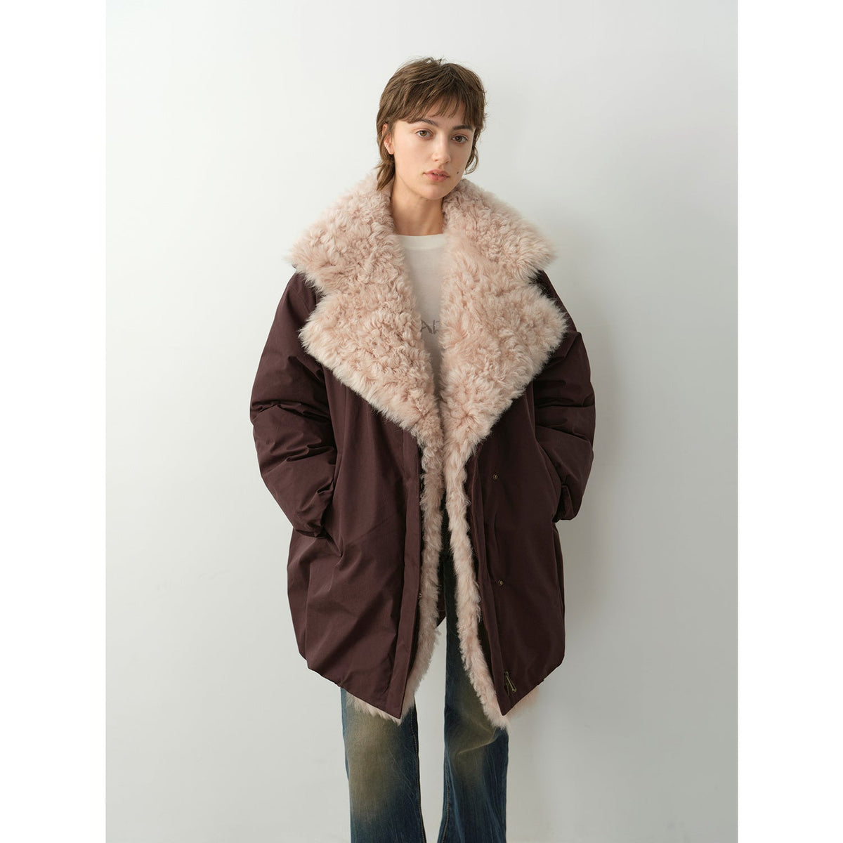 "Modern Introduction" detachable toka fur collar fur coat silhouette 90 goose down parka winter-5