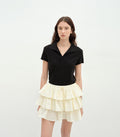 "Dublin" Lapel Straight Shoulder Slim Fit Short Sleeve T-shirt Tops Women-5