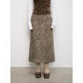 "Thousand Layers of Echoes" Chenille Original Print Camouflage Retro Distressed Straight Mid-Waist Skirt-1