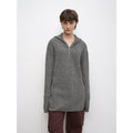 "Autumn Ticket" Simple and versatile Zhongding 30s wool blend hoodie zipper round neck sweater-5