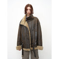"London Street"Motorcycle Style Lapel Imported Merino Fur One-piece Fur Jacket Winter-4