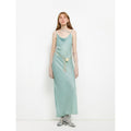 "Island Riddle" Glossy copper-ammonia silk satin light luxury swing collar slim fishtail suspender dress-4