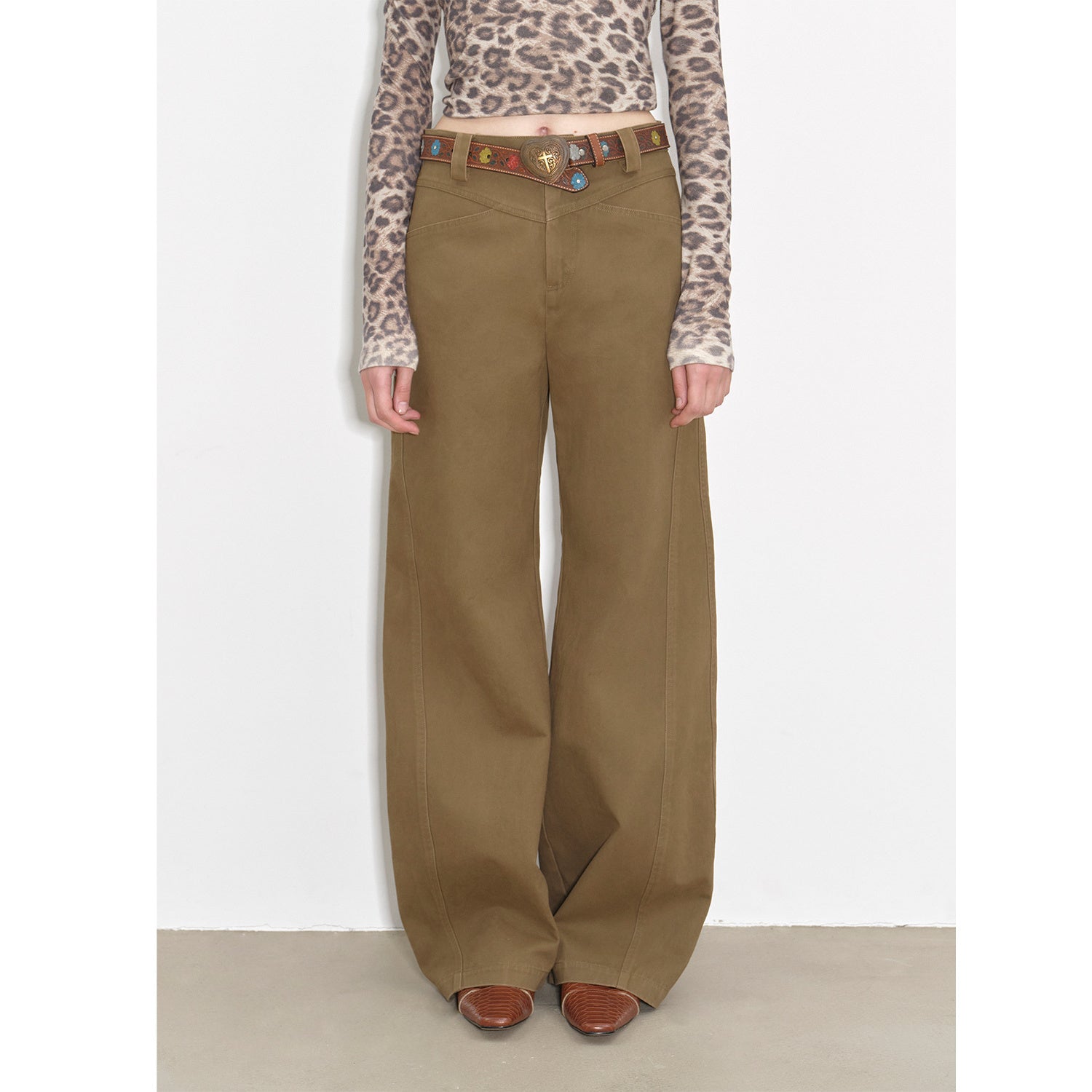 "Street Step" Retro distressed casual style straight slant pocket casual scimitar bloomers-1