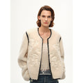 "FF×JW Muse Project" embroidered round neck short merino wool sheepskin fur coat-5
