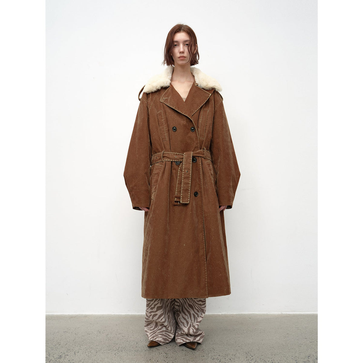 "Windbreaker and Winter" Detachable Wool Lapel Long Windbreaker Parka White Goose Down Down Jacket Winter-5