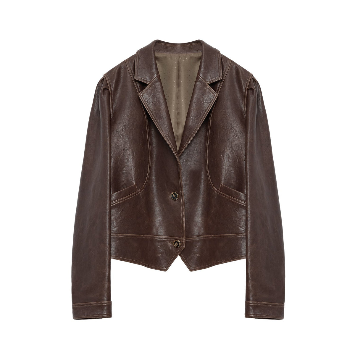"Vintage Old Stories" New Zealand imported waxed sheepskin distressed short leather jacket-6