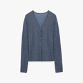 "Long Island Vacation" wool blend V-neck straight shoulder knitted cardigan spring-5
