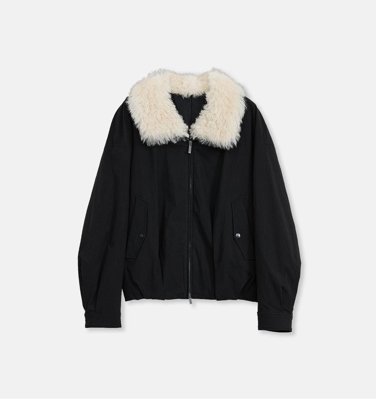 "Mariette" detachable Tuscan fur collar down jacket lining short parka-5