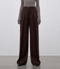 Imported wool pleated high-waisted straight-leg all-match slimming suit trousers for women-1