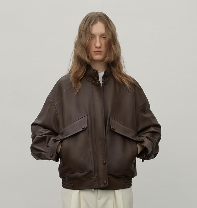 "Loveless Muse" Brown Retro Genuine Leather Jacket Women's Motorcycle Sheep Leather Jacket Short-5