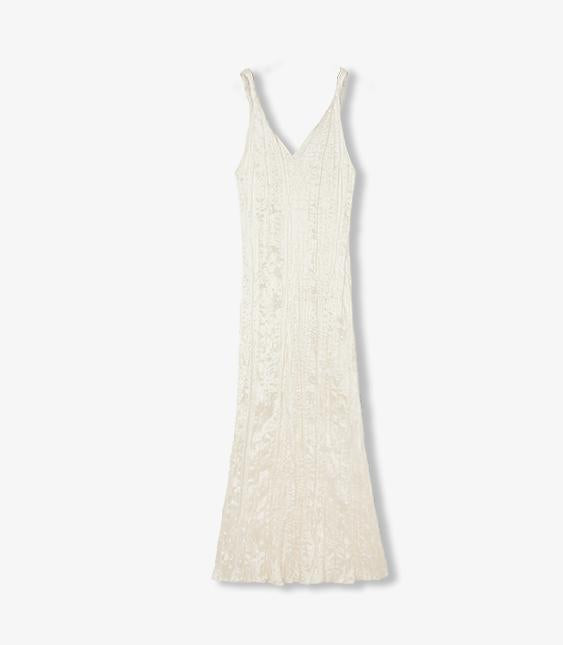 EASTMAN Ice Gloss Acetate Three-Dimensional Wave Drape Pleated V-Neck Suspender Dress-5